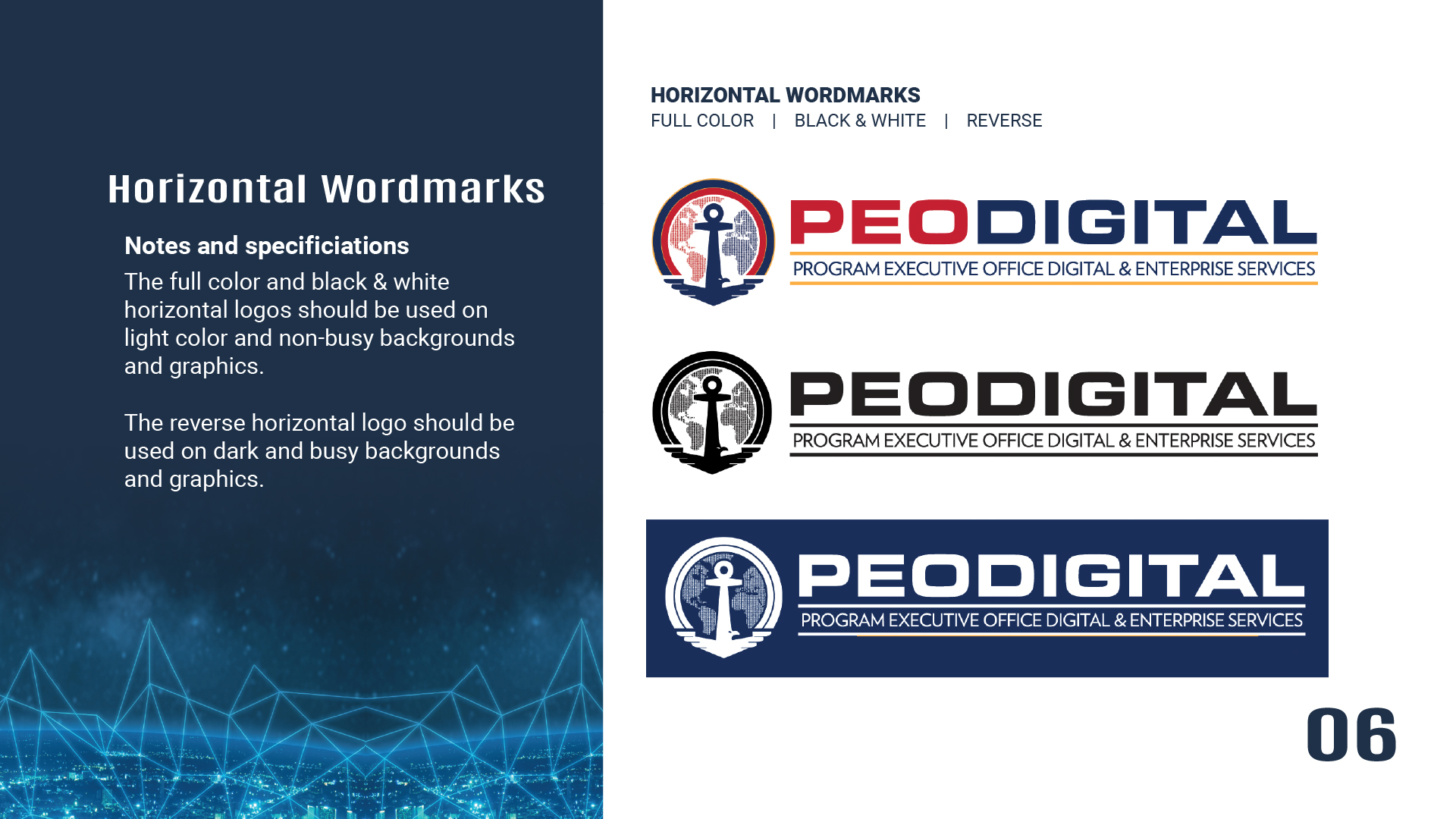 PEO Digital Logo Branding Guide - Horizontal logos